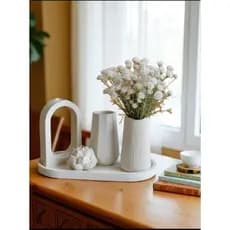 kit decorativo minimalista em gesso cru