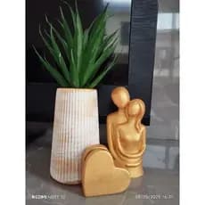 kit decorativo dourado vasos casal porta recado em gesso sem planta