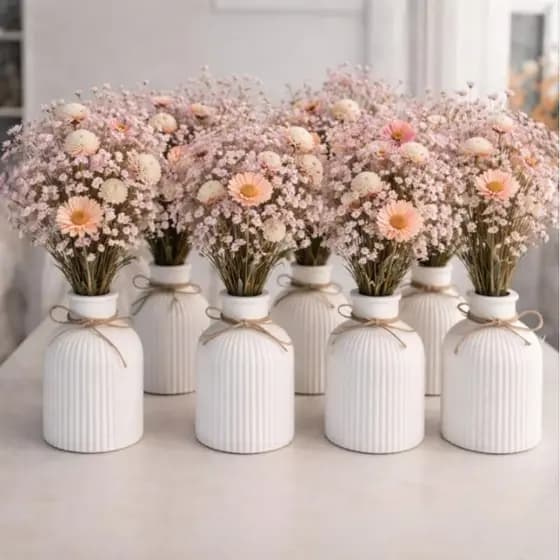 kit vasos decorativos 10 vasos em gesso casamento, batizado,chá revelação, noivado e chá bebê  evento de mulheres