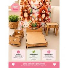 kit  com 3 brinquedos em miniatura em mdf cru brinquedo a arte de brincar