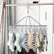 Cabide De Roupa À Prova De Vento De Aço Inoxidável Varal Meia Toalha Bra Secagem Roupas Peg Airer Secador