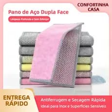 Kit com 1/5 Panos de Limpeza de Aço e Microfibra – Limpeza Eficiente, Brilho e Durabilidade