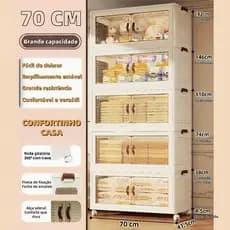 Armário Organizador Grande 70 cm -Compacto,à Prova de Umidade e com Rodas para Fácil Transporte