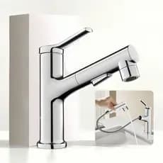 Torneira de Cozinha Inox com Spray Retrátil 3 Funções – Água Quente e Fria
