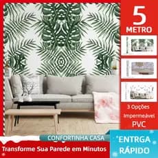 Papel de Parede Adesivo Floral Folhas Tropical 45x500cm Impermeável Fácil Instalação