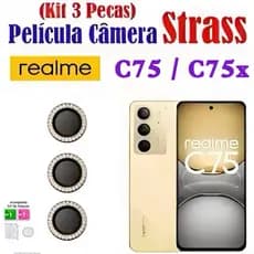 Kit (3 Pcs)Película Lente Câmera Brilho brilhante Diamante Para Realme C75 C75x 4g 5g