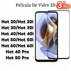 Kit 3Pçs/5Pçs Película De Vidro Temperado 3D Para Infinix Hot 60 50 40 30 60i 50i 40i 60i 20i 30i Pro