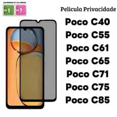 Película de vidro 3D Privacidade Anti Spy Para Redmi Poco C85 C75 C71 C61 C65 C55 C40
