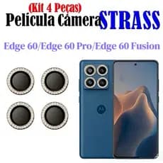 Kit (4 Pcs) Película Lente Câmera Brilho brilhante Diamante Para motorola Edge 60 Pro Fusion