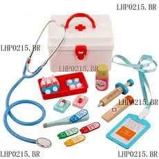 Kit Médico Brinquedo Educativo Ferramentas Crianças 17 Pçs / Conjunto De Madeira Pretend Play Médico