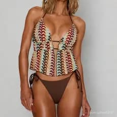 Novo modelo de maiô de duas peças para mulheres, tankini, elegante e modelador, roupa de praia para o mar e a praia 1VYY