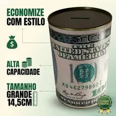 Cofrinho Metal Lata Resistente Porta Moedas Dinheiro Estampado Decorativo