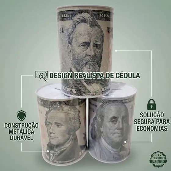 Cofre de Metal Tipo Lata Guardar Dinheiro Moedas Estampa Criativa
