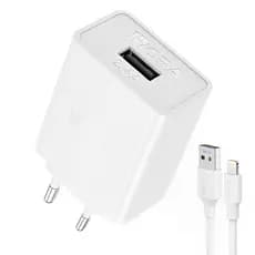 Carregador Parede 1Hora 2.4A+Cabo Usb A/Lightning Branco