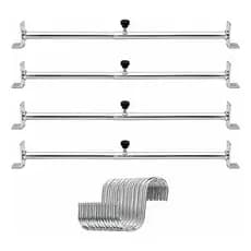 Kit 4 Suportes De Freezer Horizontal + 12 Ganchos Resistente Suporte Tendal + Gancho S1c Para Carnes
