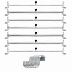 Kit 8 Suportes De Freezer Horizontal + 12 Ganchos Resistente Suporte Tendal + Gancho S1c Para Carnes