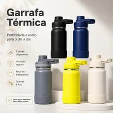 Garrafa Térmica Inox Esportiva Com proteção de Silicone Quente & Frio Com Isolamento Alça 350ML