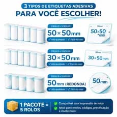 Etiqueta Adesivo Para Mini Impressora Térmica 30*50 /Quatrada50*50 /redondo 50mm