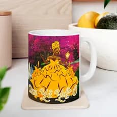 Caneca de Ceramica 325ml Orixa Oxum branca personalizada Xicara e copo Umbanda e Candomble osun