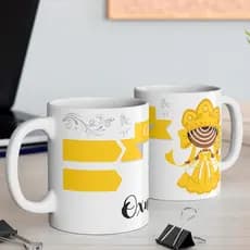 Caneca de Ceramica 325ml Orixa Oxum Baby branca personalizada Xicara e copo Umbanda e Candomble osun