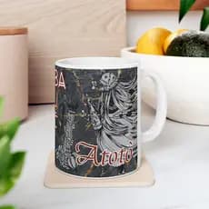 Caneca de Ceramica 325ml Orixa Obaluae branca personalizada Xicara e copo