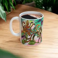 Caneca de Ceramica 325ml Orixa Oxumare branca personalizada Xicara e copo Umbanda e Candomble