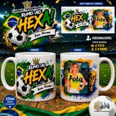 Caneca Personalizada Copa do mundo Brasil com Foto e nome rumo ao hexa xicara