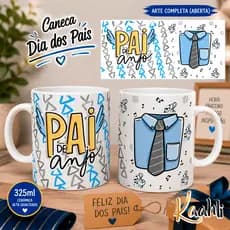 Caneca Dia Dos Pais pai de anjo anjinho estrela no ceu papai paizão xicara presente perfeito