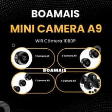 Câmera A9 Mini HD sem fio com Sensor de Presença Wi-Fi  e Suporte para Encaixe  Fixa + Giratória