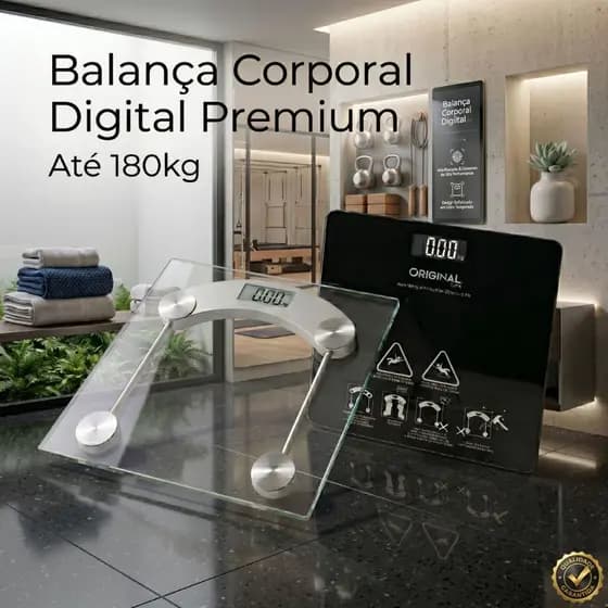 Balança Digital Corporal Vidro Temperado 180kg Transparente | Alta Precisão Banheiro
