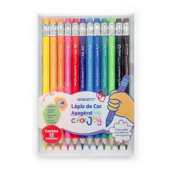 Lapis De Cor Apagavel Big Color Joy - Caixa C/ 12 Cores Sextavado - LeoeLeo