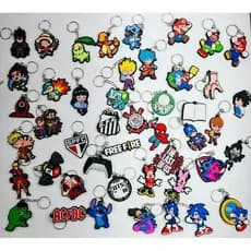 Chaveiro Emborrachado 3D Personagens Heróis Time Anime Game–Stitch, Goku, Naruto, Sonic, Corinthians