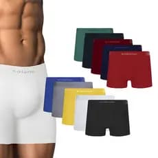 Kit 10 Cueca Boxer Sortida Poliamida Microfibra Sem Costura
