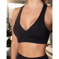 Top Selene Com Bojo Decote V Preto Feminino Fitness 24842