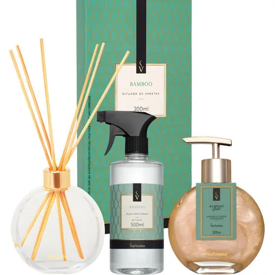 Kit Casa Via Aroma Sabonete 200ml + Varetas 200ml + Água Perfumada 500ml