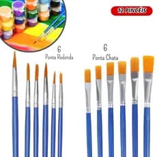 Kit Pincéis Artesanato Ponta Fina Redonda E Chato Pintura