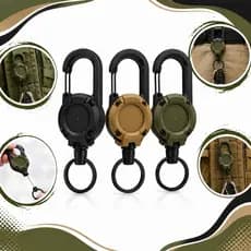 Chaveiro Mosquetão Tático Extensível Retrátil Anti-Perda De 60 Cm