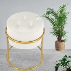 Puff Decoração Quarto Banqueta Ferro Argola Penteadeira Sala