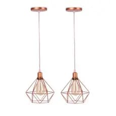 Kit 2 Pendente  Luminária Teto Diamante  Rose Gold Aramado 2M