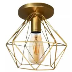 Plafon Luminaria Lustre De Teto Diamante Aramado Dourado