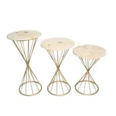 Trio de Mesa Torcido Argola Dourado para festa de Casamento