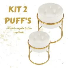 Kit 2 Pufes Para Sala Decoração Moderna Estilo Industrial