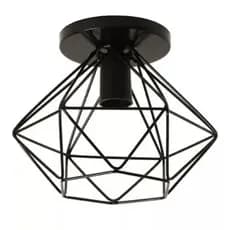 Plafon Luminaria Lustre De Teto Diamante Aramado Preto