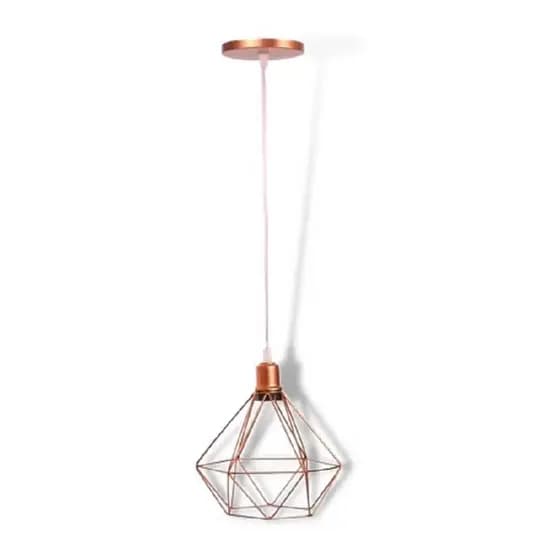 Pendente Luminária Teto Diamante Rose Gold Aramado 1M