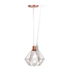 Pendente Luminária Teto Diamante Rose Gold Aramado 1M
