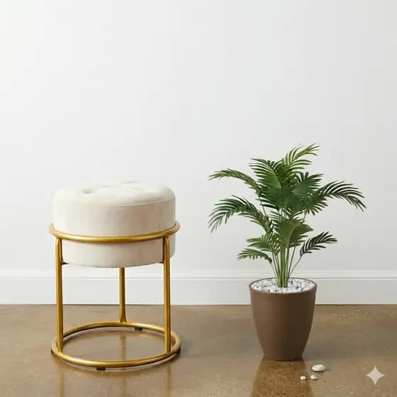 Puff Argola De ferro Banqueta de Sala Quarto Penteadeira Decoração Banquinho