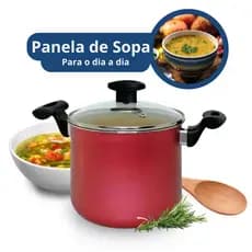 Caldeirão Panela De Sopa Antiaderente Teflon Alta e Pequena com Tampa De Vidro