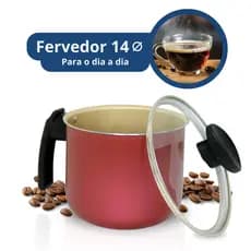 Canecão Antiaderente Leiteira Fervedor Nº14 C/tampa De Vidro