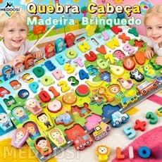 MEDOOSI Jogo Quebra Cabeça Educativo Infantil com Alfanumérico/ Crianças Montessori Madeira Brinquedo de Pesca Magnético