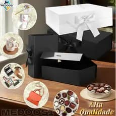 🎁MEDOOSI Caixa Presente Dobrável com Ímã/Magnético e Fita Cetim - Papel Resistente para Aniversário/Casamento